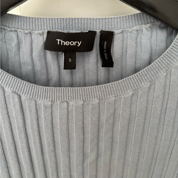 Theory Light Blue Ribbed Knit Top - Picture 2 of 3